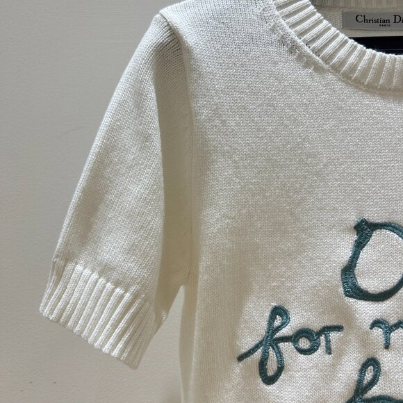 Dior high-end letter embroidered round neck knitted short sleeves - Picture 5 of 8